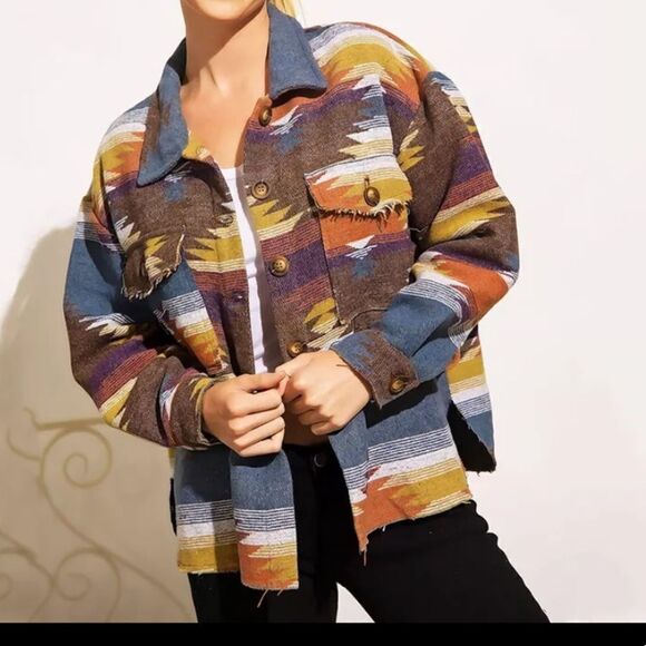 Distressed Aztec Shacket  - Picture 2 of 9